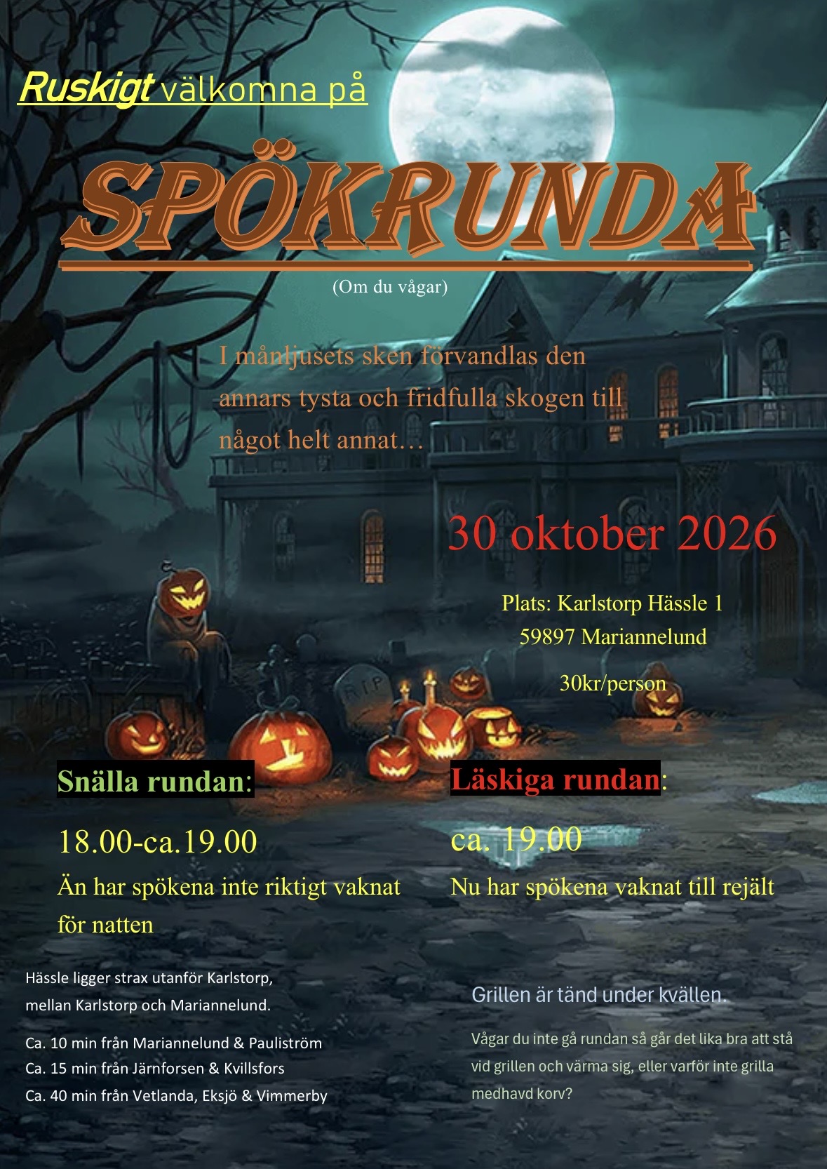 Informationsbild med läskigt bakgrund