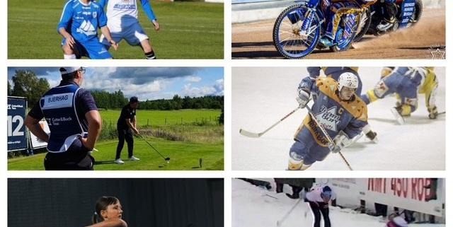 Bandy, Hockey, Speedway, Fotboll, Bordtennis, Golf, Längdskidor, Tennis
